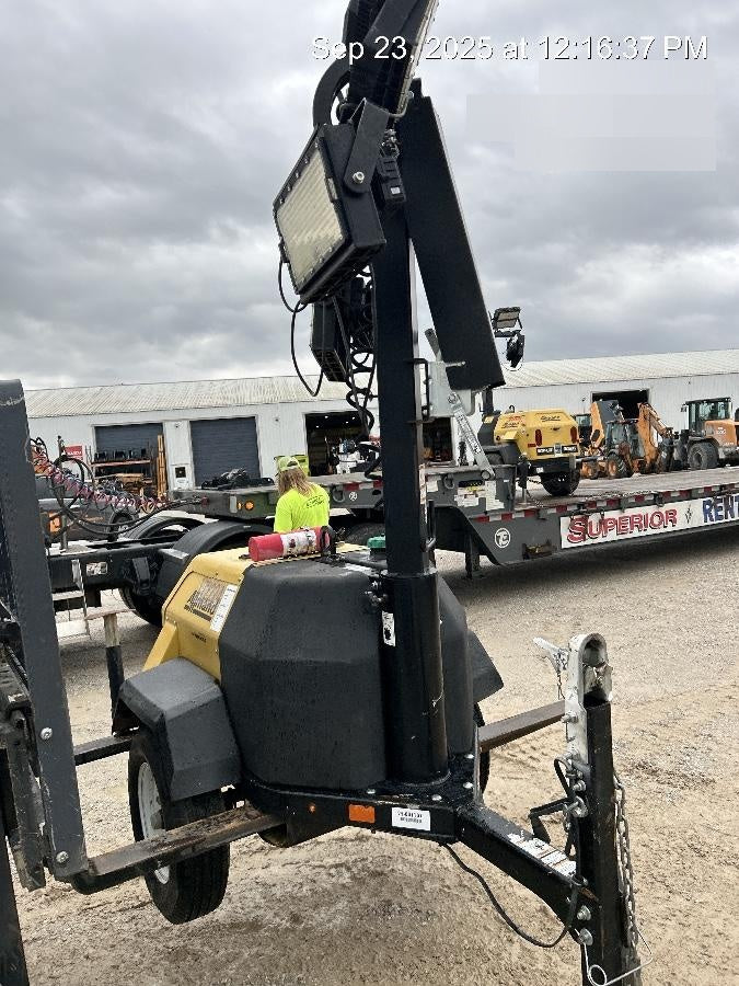 2021 Allmand NLV3GR (4) LED Light Fixture 350W, 23' Vertical Mast, 3kW Prime, Towable, Deep Sea L401, Leveling Jacks, Yanmar T4F 5.8hp