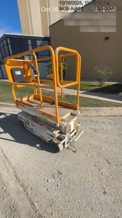 Custom Equipment HB-1430 <ul>
 <li>Hy-Brid Scissor Lift</li>
  <li>Platform capacity up to 670 lbs.</li>
  <li>Working height up to 20 ft</li>
  <li>Weighs under 1,700 lbs.</li>
  <li>Non-marking wheels </li>
</ul>