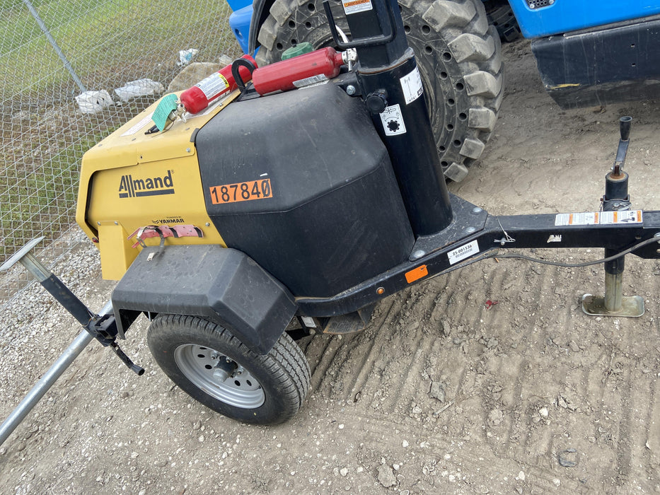 Allmand NLV3GR (4) LED Light Fixture 350W, 23' Vertical Mast, 3kW Prime, Towable, Deep Sea L401, Leveling Jacks, Yanmar T4F 5.8hp