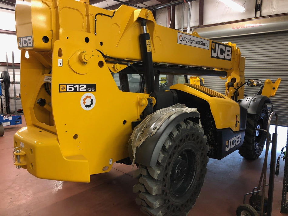 2020 JCB 512-56 Canopy, 74 HP, Solid Tires, STD Worklight, Beacon, Aux Hydraulics, Lifting Eye, Backup Alarm w/66" Carriage, 60" Forks