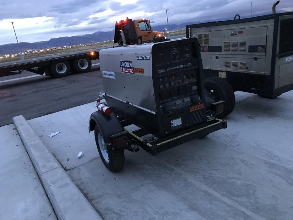 2019 Lincoln Electric Vantage 322 Ready-Pak 3, Two Wheel Trailer, Fender and Light Kit, Cable Rack