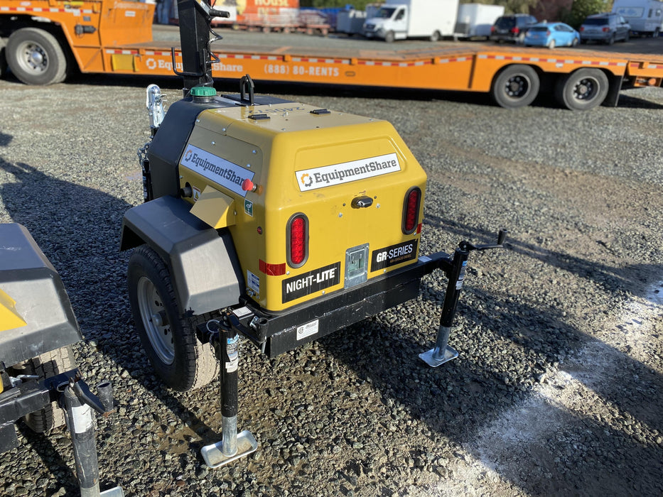 2022 Allmand NLV3GR (4) LED Light Fixture 350W, 23' Vertical Mast, 3kW Prime, Towable, Deep Sea L401, Leveling Jacks, Yanmar T4F 5.8hp