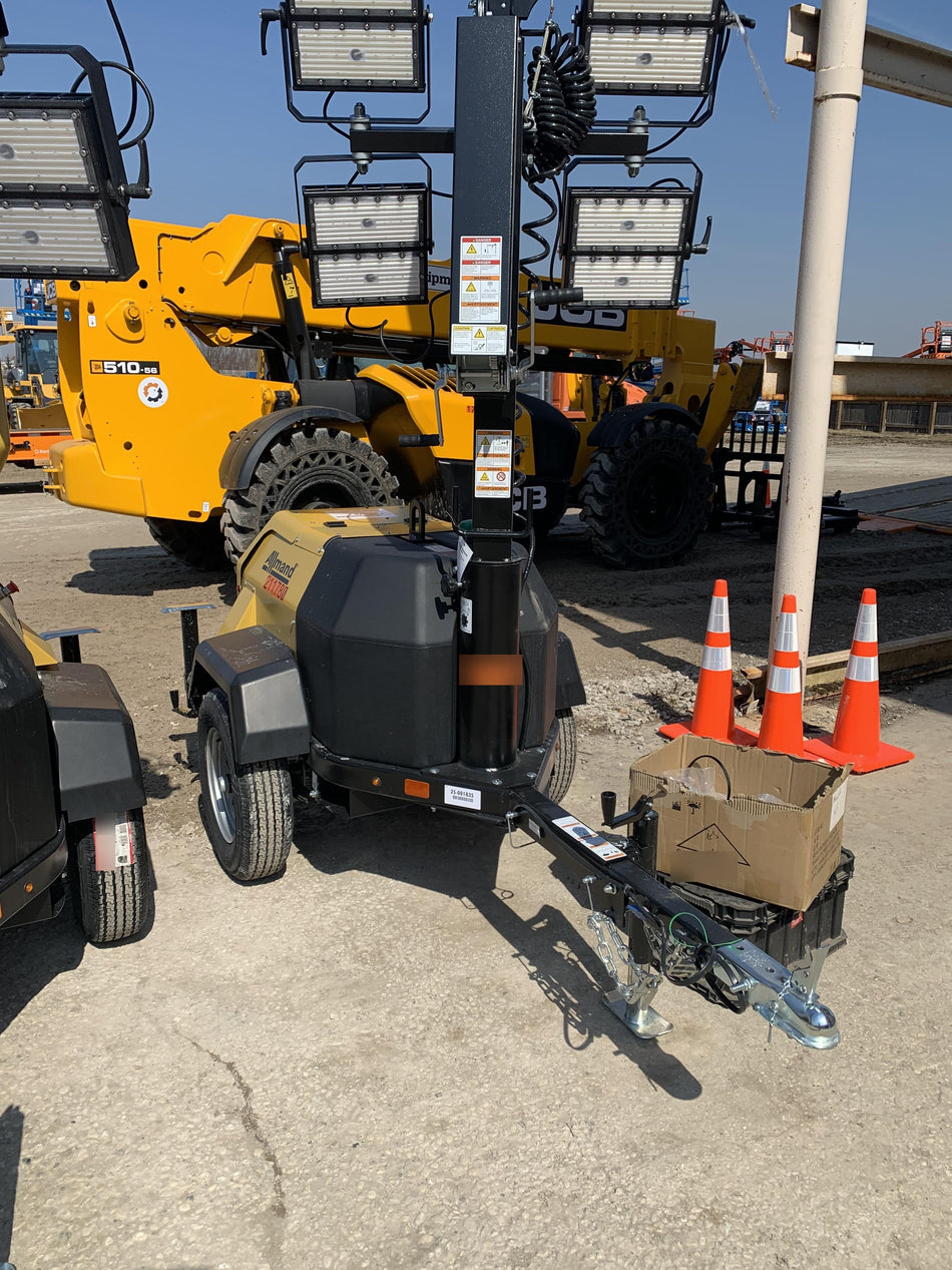 2022 Allmand NLV3GR (4) LED Light Fixture 350W, 23' Vertical Mast, 3kW Prime, Towable, Deep Sea L401, Leveling Jacks, Yanmar T4F 5.8hp