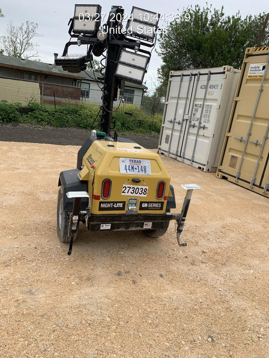 2022 Allmand NLV3GR (4) LED Light Fixture 350W, 23' Vertical Mast, 3kW Prime, Towable, ES Decals, T3