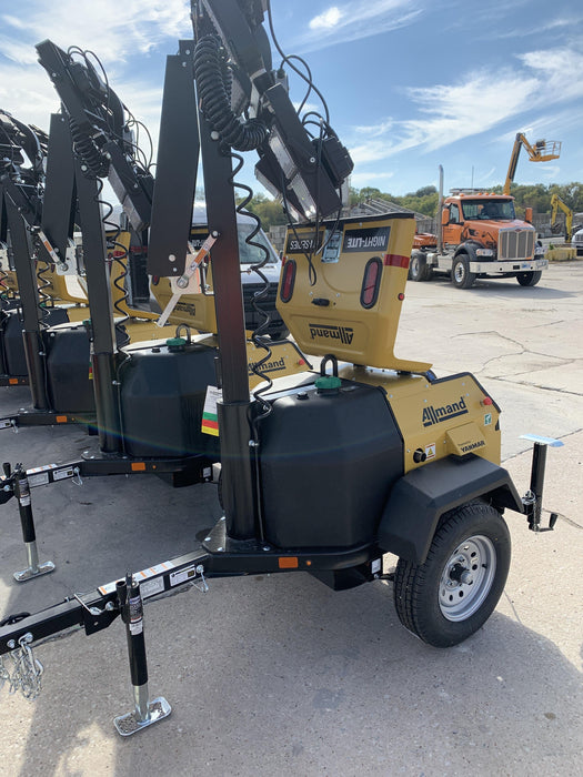 2022 Allmand NLV3GR (4) LED Light Fixture 350W, 23' Vertical Mast, 3kW Prime, Towable, ES Decals, T3
