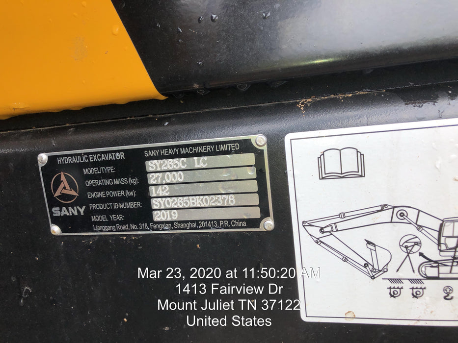 2019 SANY SY265C LC