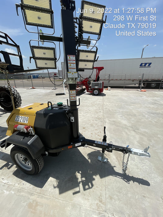 2022 Allmand NLV3GR (4) LED Light Fixture 350W, 23' Vertical Mast, 3kW Prime, Towable, Deep Sea L401, Leveling Jacks, Yanmar T4F 5.8hp