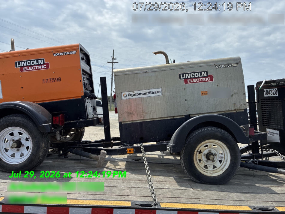 2019 Lincoln Electric Vantage 322 Ready-Pak 3, Two Wheel Trailer, Fender and Light Kit, Cable Rack