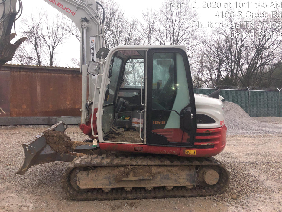 2019 Takeuchi TB290 Cab, AC, Rubber Tracks, Dozer Blade, Travel Alarm, Control Pattern Change Valve, Auxiliary Hydraulics w/18" Quick Coupler Bucket with teeth, 6.2 cu. ft. capacity/24" Quick Coupler Bucket with teeth, 8.6 cu. ft. capacity/36" Quick Coupler Bucket with teeth, 13.4 cu. ft. capacity, Quick Coupler, Hydraulic Thumb Installed