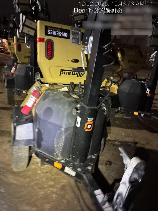 2022 Allmand NLV3GR (4) LED Light Fixture 350W, 23' Vertical Mast, 3kW Prime, Towable, Deep Sea L401, Leveling Jacks, Yanmar T4F 5.8hp