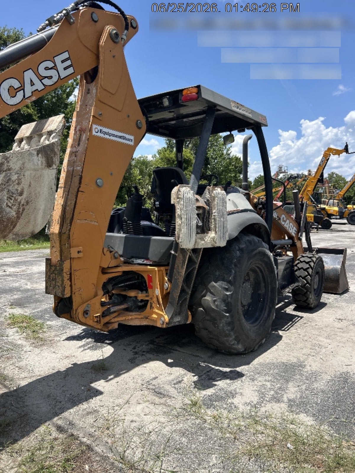 2019 Case 580N EP Canopy, 4WD, 1-Way Aux Hydraulics, Pilot Controls, Ride Control and Loader Aux Hydraulics, 900 LB. Front CWT, 82" HD LONG LIP (1 CU. YD.) W/BOCE AND LIFT EYES, FLIP OVER/STABILIZER PADS COMB