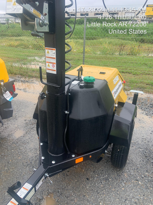 2022 Allmand NLV3GR (4) LED Light Fixture 350W, 23' Vertical Mast, 3kW Prime, Towable, Deep Sea L401, Leveling Jacks, Yanmar T4F 5.8hp