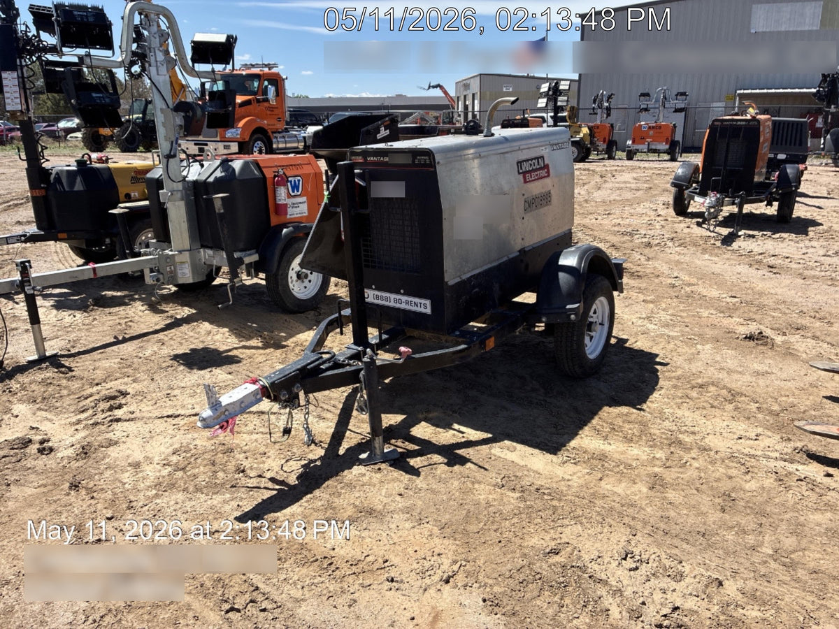 2020 Lincoln Electric Vantage 322 Welder Ready-Pak 3, Two wheel trailer, Fender and Light kit, Cable Rack