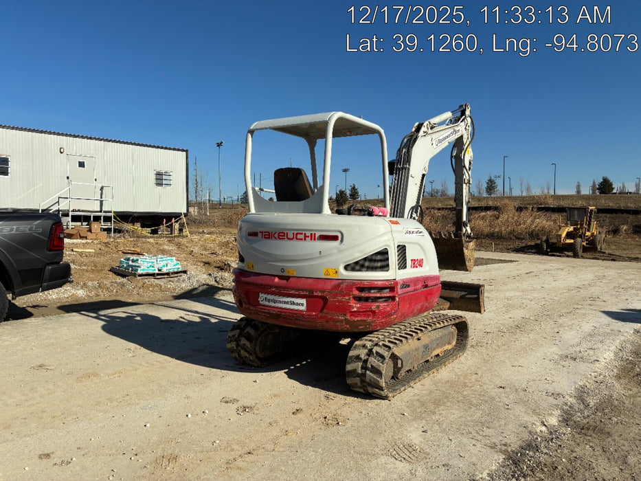 2019 Takeuchi TB240 Takeuchi TB240 Canopy w/Rubber Tracks, Auxiliary Hydraulics, Manual QC, Hydraulic Thumb, 12/18/24" Buckets