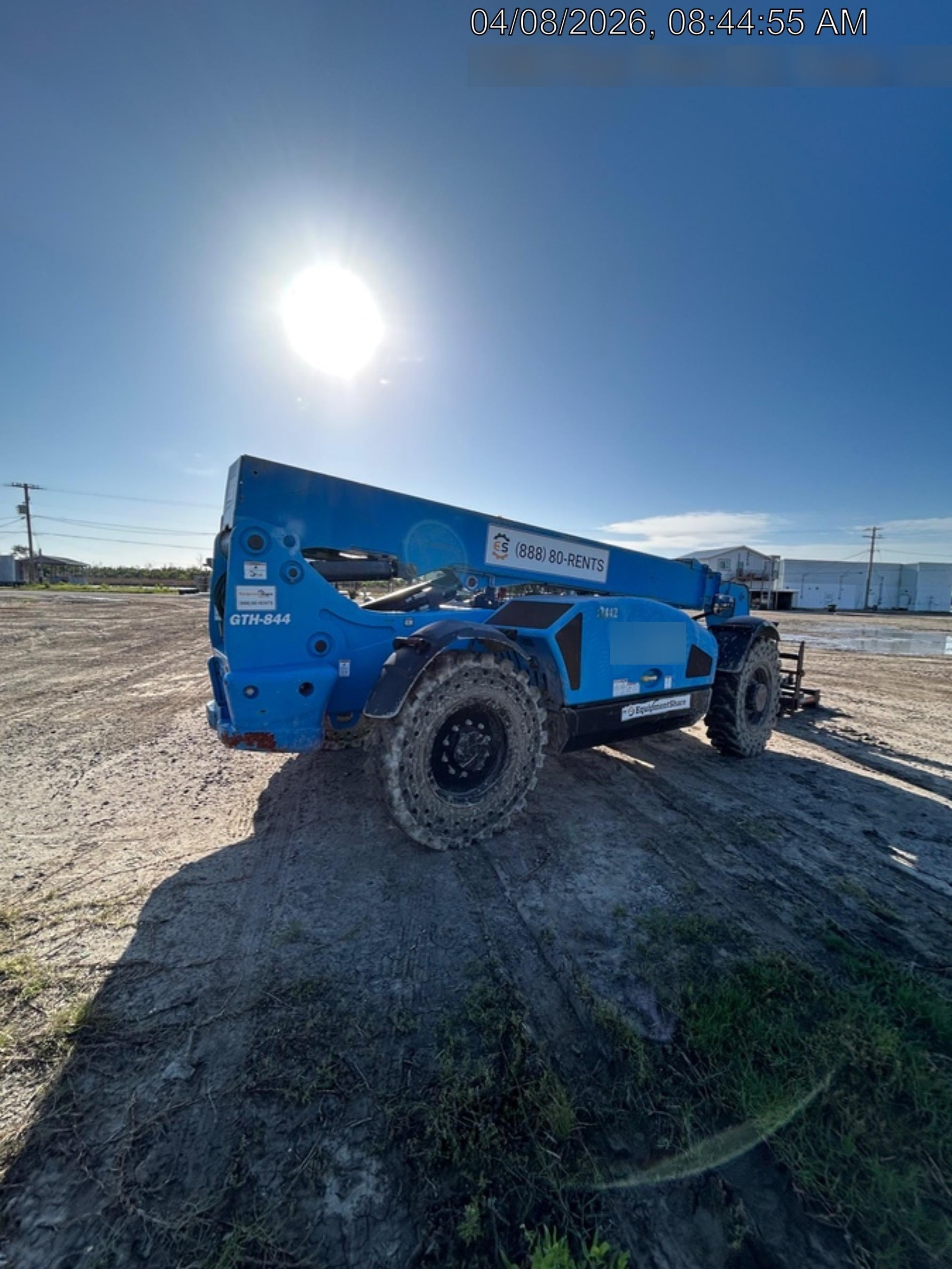 2019 Genie GTH-844 Canopy, Solid RT Tires, LED Work Lights, Beacon 60" QA Carriage, 48" Forks