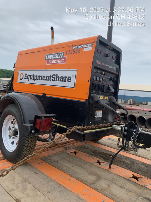 2021 Lincoln Electric Vantage 322 Vantage 322 Ready Pak 3 w/ Decals, ORANGE (includes trailer, cable rack, fender light kit) NO Telematics