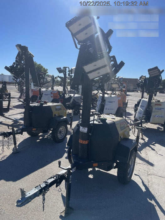 2022 Allmand NLV3GR (4) LED Light Fixture 350W, 23' Vertical Mast, 3kW Prime, Towable, Deep Sea L401, Leveling Jacks, Yanmar T4F 5.8hp