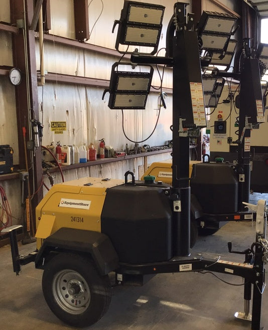 2022 Allmand NLV3GR (4) LED Light Fixture 350W, 23' Vertical Mast, 3kW Prime, Towable, Deep Sea L401, Leveling Jacks, Yanmar T4F 5.8hp