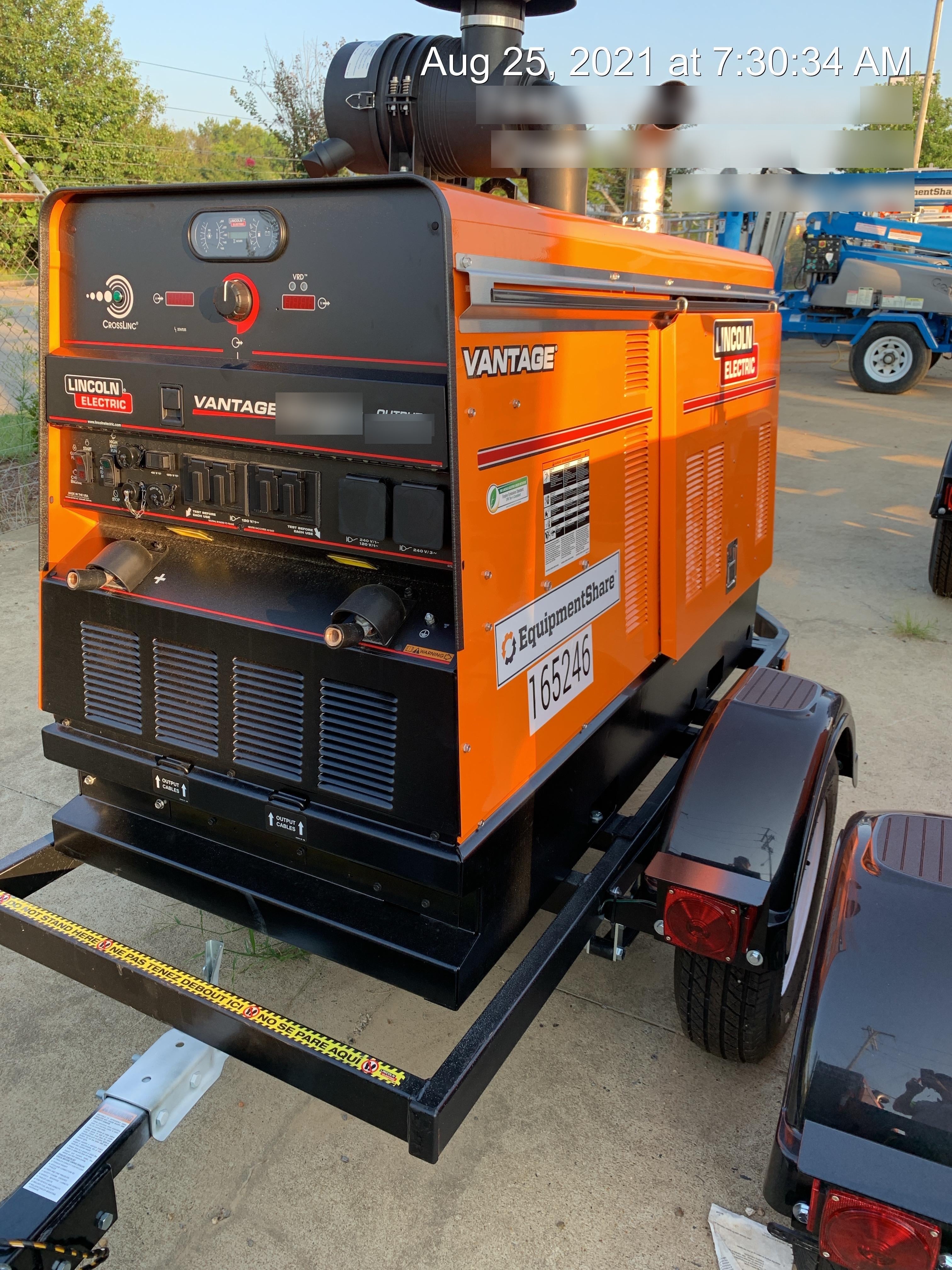 2021 Lincoln Electric Vantage 549X Ready Pak 3, ORANGE (includes trailer, cable rack, fender light kit)