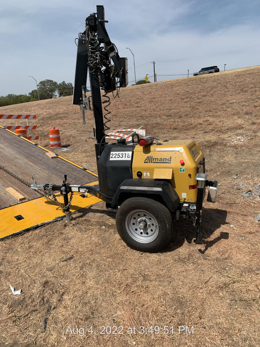 2022 Allmand NLV3GR (4) LED Light Fixture 350W, 23' Vertical Mast, 3kW Prime, Towable, Deep Sea L401, Leveling Jacks, Yanmar T4F 5.8hp