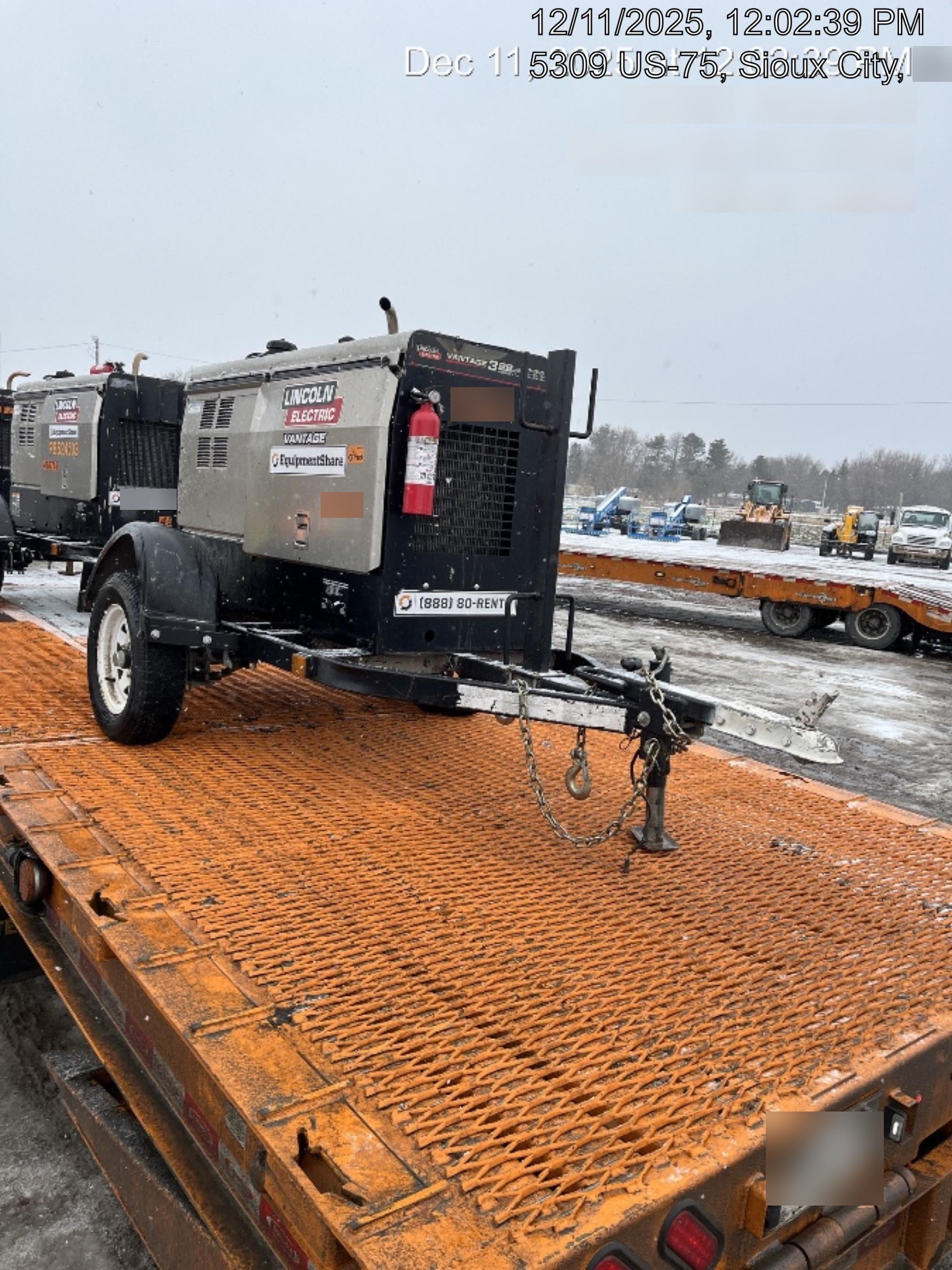 2019 Lincoln Electric Vantage 322 Ready-Pak 3, Two Wheel Trailer, Fender and Light Kit, Cable Rack