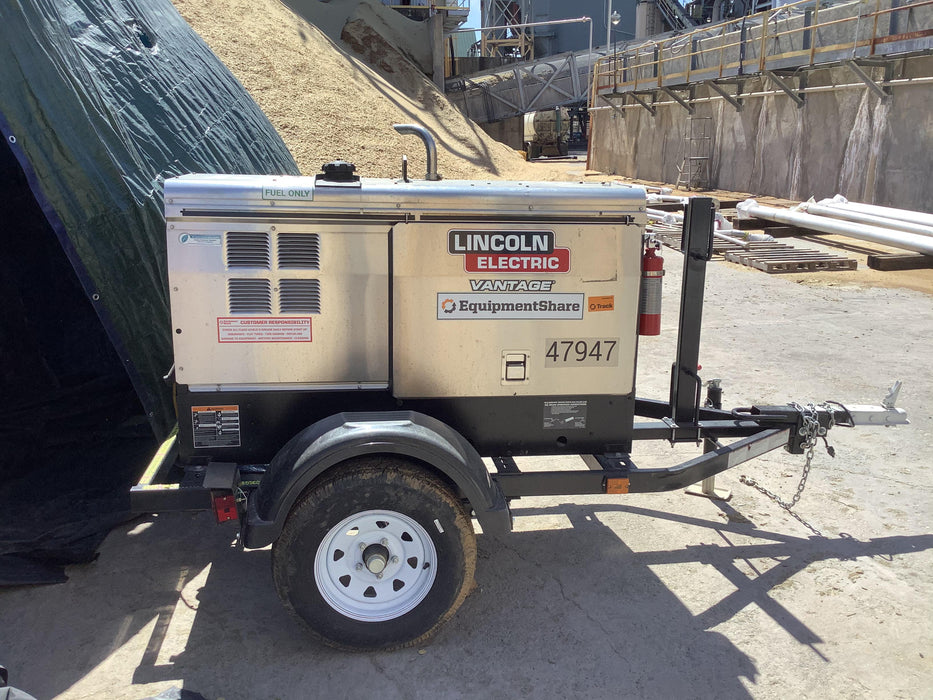 2019 Lincoln Electric Vantage 322 Ready-Pak 3, Two Wheel Trailer, Fender and Light Kit, Cable Rack