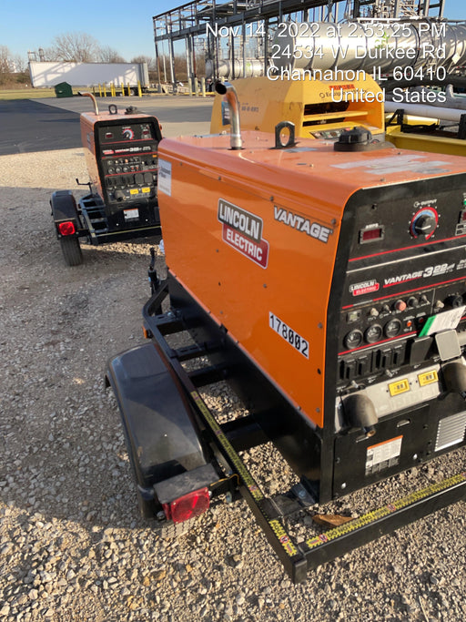 2021 Lincoln Electric Vantage 322 Vantage 322 Ready Pak 3 w/ Decals, ORANGE (includes trailer, cable rack, fender light kit) NO Telematics