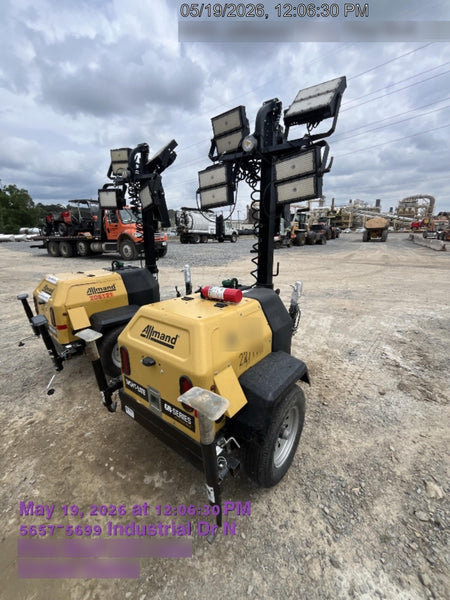 2022 Allmand NLV3GR (4) LED Light Fixture 350W, 23' Vertical Mast, 3kW Prime, Towable, Deep Sea L401, Leveling Jacks, Yanmar T4F 5.8hp
