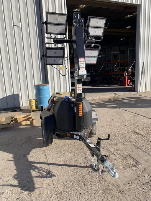 Allmand NLV3GR (4) LED Light Fixture 350W, 23' Vertical Mast, 3kW Prime, Towable, Deep Sea L401, Leveling Jacks, Yanmar T4F 5.8hp