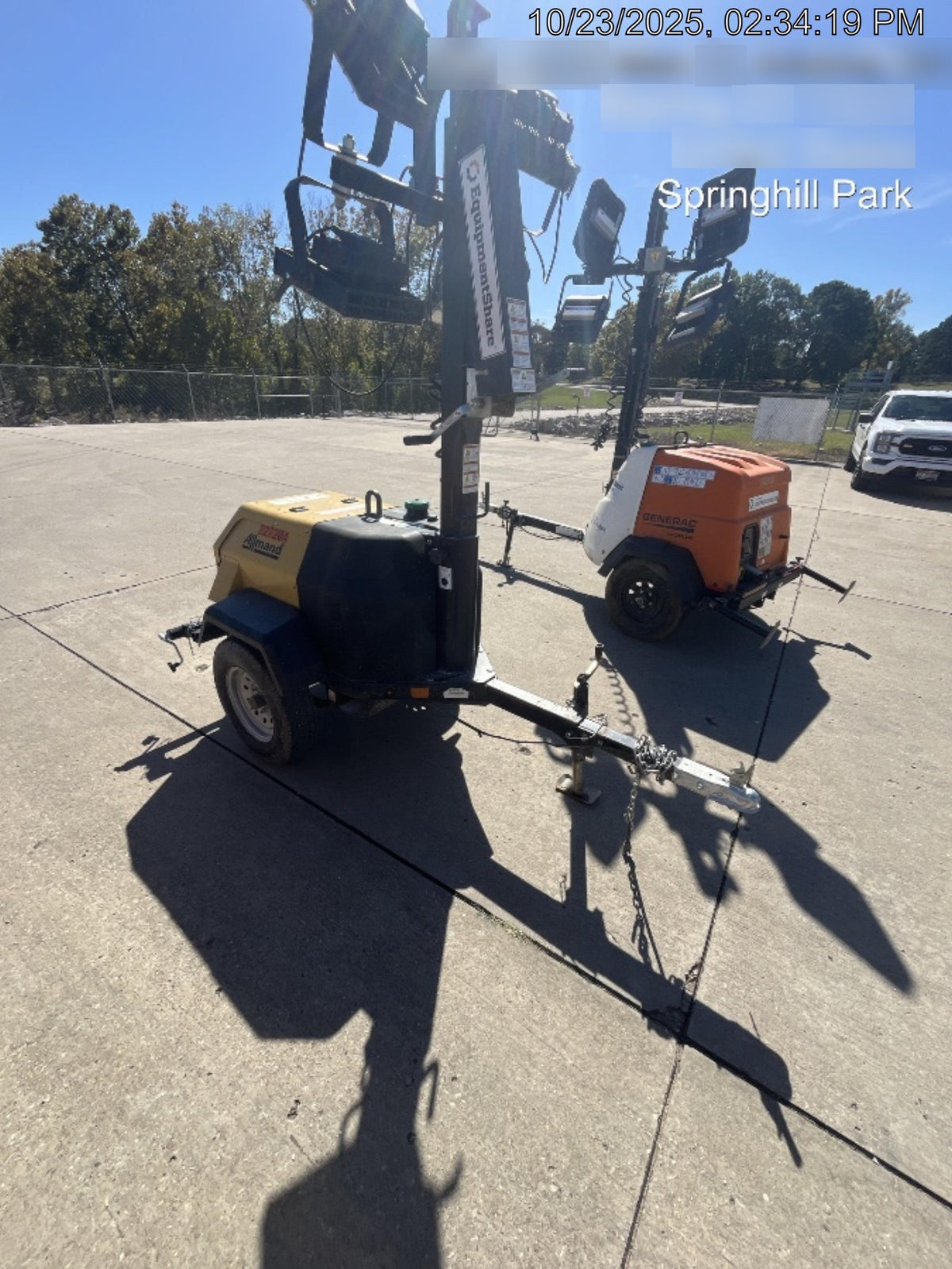 2022 Allmand NLV3GR (4) LED Light Fixture 350W, 23' Vertical Mast, 3kW Prime, Towable, Deep Sea L401, Leveling Jacks, Yanmar T4F 5.8hp