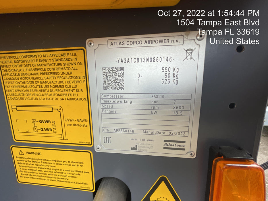 2022 ATLAS COPCO XAS 110