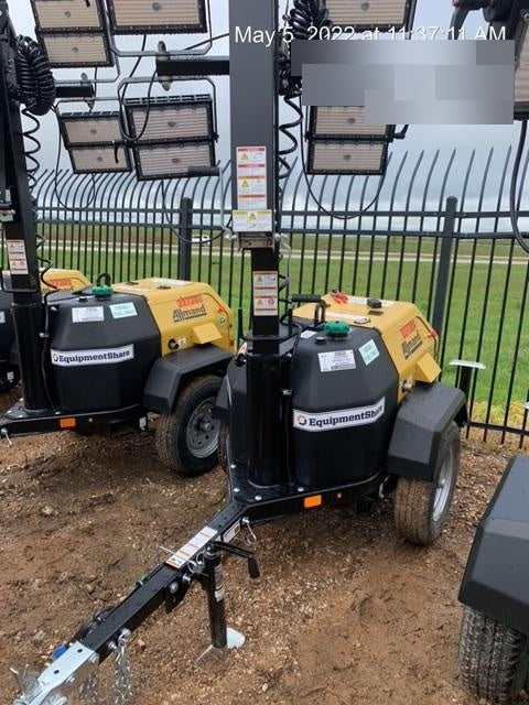 2022 Allmand NLV3GR (4) LED Light Fixture 350W, 23' Vertical Mast, 3kW Prime, Towable, Deep Sea L401, Leveling Jacks, Yanmar T4F 5.8hp