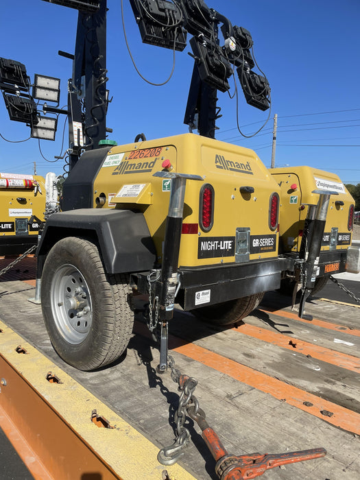 2022 Allmand NLV3GR (4) LED Light Fixture 350W, 23' Vertical Mast, 3kW Prime, Towable, Deep Sea L401, Leveling Jacks, Yanmar T4F 5.8hp