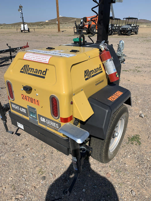 2022 Allmand NLV3GR (4) LED Light Fixture 350W, 23' Vertical Mast, 3kW Prime, Towable, ES Decals, T3