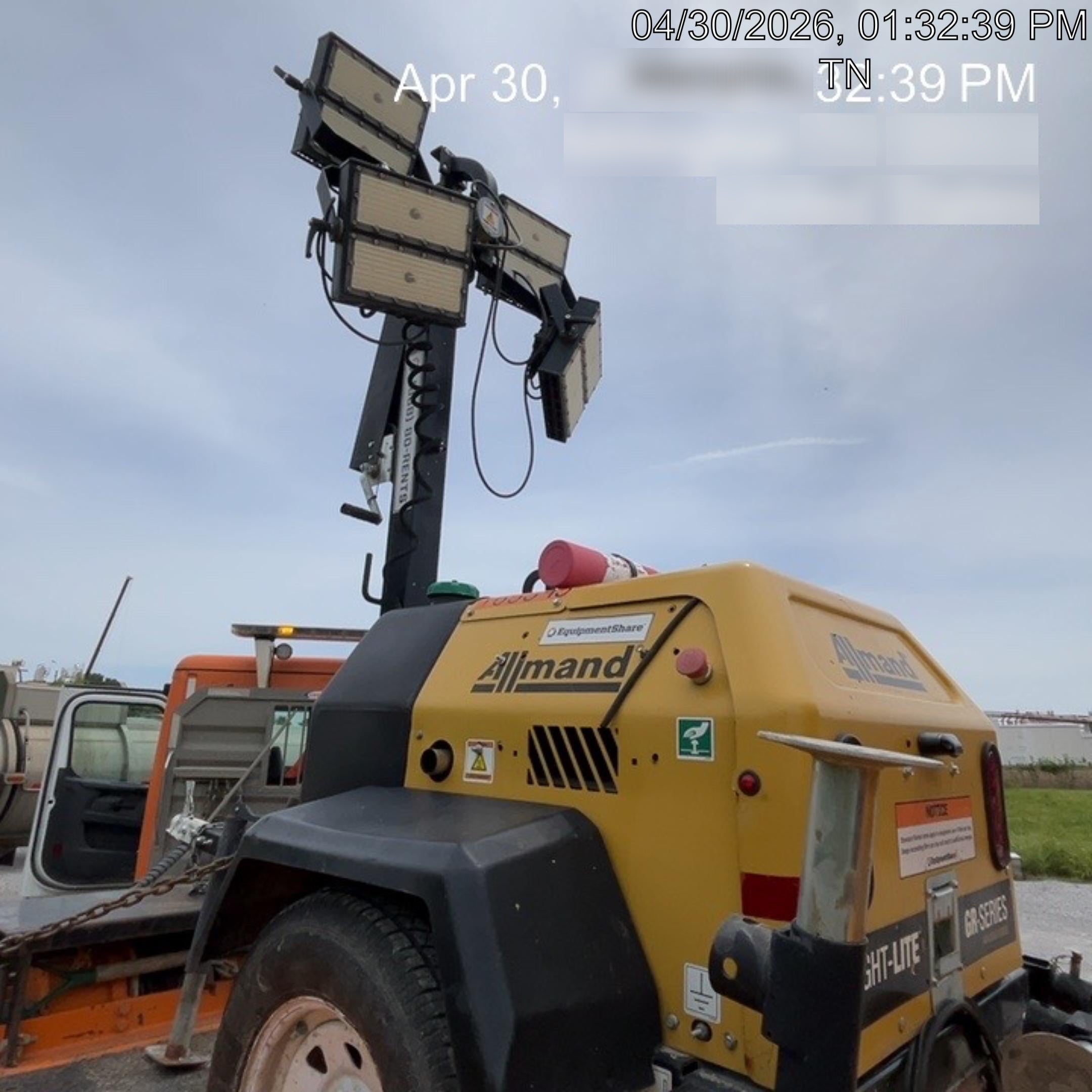 2021 Allmand NLV3GR (4) LED Light Fixture 350W, 23' Vertical Mast, 3kW Prime, Towable, Deep Sea L401, Leveling Jacks, Yanmar T4F 5.8hp