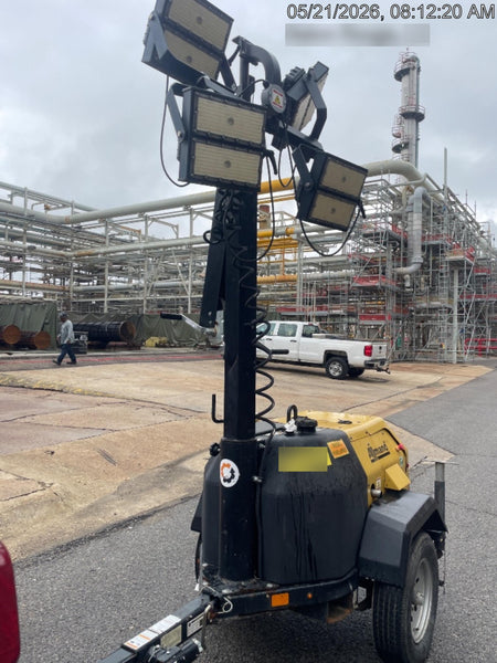 2022 Allmand NLV3GR (4) LED Light Fixture 350W, 23' Vertical Mast, 3kW Prime, Towable, Deep Sea L401, Leveling Jacks, Yanmar T4F 5.8hp