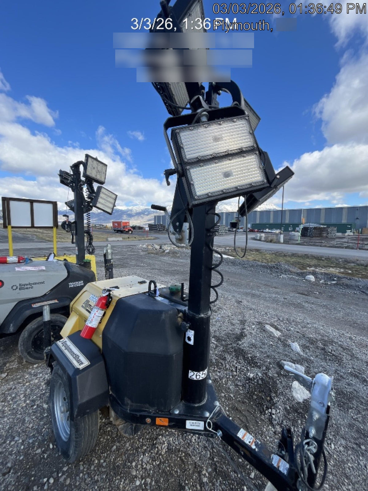 2022 Allmand NLV3GR (4) LED Light Fixture 350W, 23' Vertical Mast, 3kW Prime, Towable, ES Decals, T3