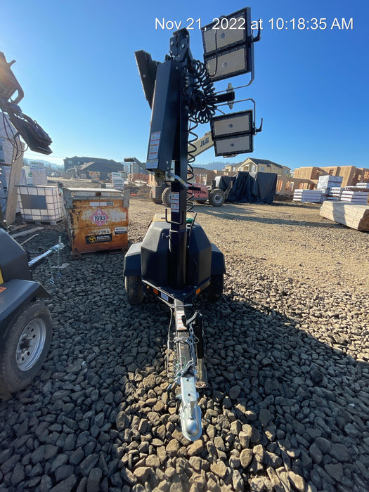 2022 Allmand NLV3GR (4) LED Light Fixture 350W, 23' Vertical Mast, 3kW Prime, Towable, Deep Sea L401, Leveling Jacks, Yanmar T4F 5.8hp