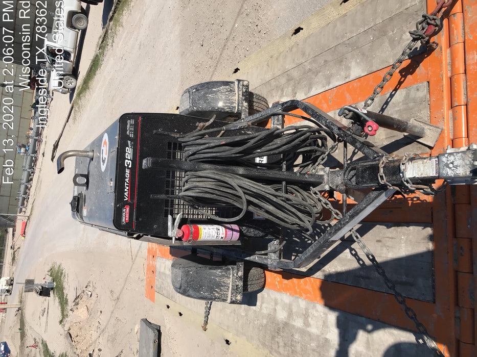 2019 Lincoln Electric Vantage 322 Welder Ready-Pak 3, Two wheel trailer, Fender and Light kit, Cable Rack