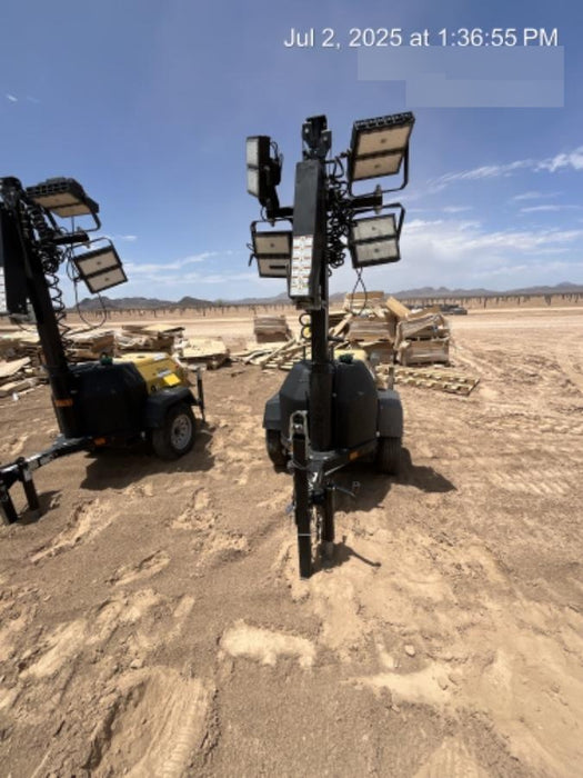 2022 Allmand NLV3GR (4) LED Light Fixture 350W, 23' Vertical Mast, 3kW Prime, Towable, Deep Sea L401, Leveling Jacks, Yanmar T4F 5.8hp