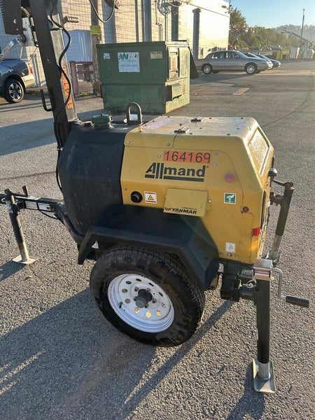 2021 Allmand NLV3GR (4) LED Light Fixture 350W, 23' Vertical Mast, 3kW Prime, Towable, Deep Sea L401, Leveling Jacks, Yanmar T4F 5.8hp