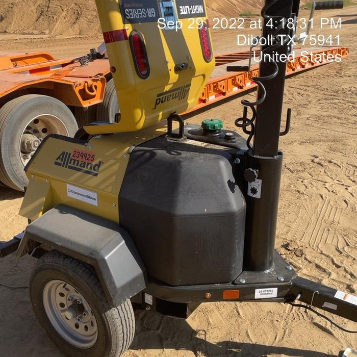 2022 Allmand NLV3GR (4) LED Light Fixture 350W, 23' Vertical Mast, 3kW Prime, Towable, Deep Sea L401, Leveling Jacks, Yanmar T4F 5.8hp