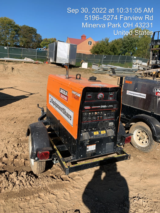 2021 Lincoln Electric Vantage 322 Vantage 322 Ready Pak 3 w/ Decals, ORANGE (includes trailer, cable rack, fender light kit) NO Telematics