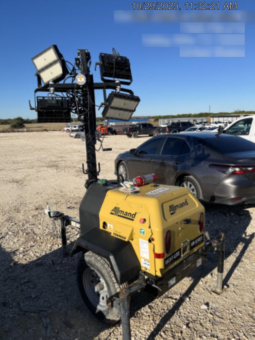 2022 Allmand NLV3GR (4) LED Light Fixture 350W, 23' Vertical Mast, 3kW Prime, Towable, ES Decals, T3