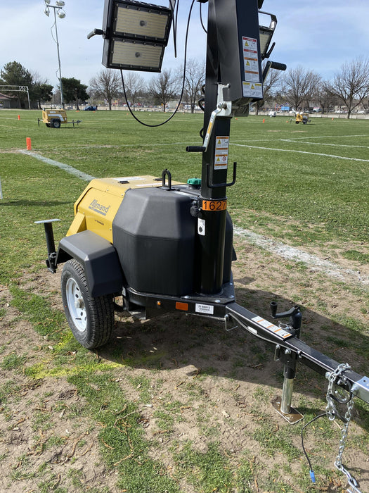 2021 Allmand NLV3GR (4) LED Light Fixture 350W, 23' Vertical Mast, 3kW Prime, Towable, Deep Sea L401, Leveling Jacks, Yanmar T4F 5.8hp