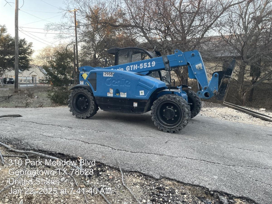 2019 Genie GTH-5519 Cab/Heat/AC, Solid RT Tires, LED Work Lights, Beacon, 48" Carriage, 48" Forks