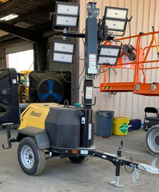 2022 Allmand NLV3GR (4) LED Light Fixture 350W, 23' Vertical Mast, 3kW Prime, Towable, Deep Sea L401, Leveling Jacks, Yanmar T4F 5.8hp