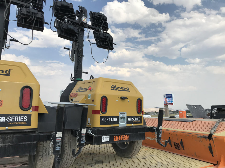 2021 Allmand NLV3GR (4) LED Light Fixture 350W, 23' Vertical Mast, 3kW Prime, Towable, Deep Sea L401, Leveling Jacks, Yanmar T4F 5.8hp