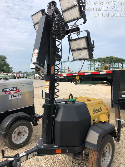 2022 Allmand NLV3GR (4) LED Light Fixture 350W, 23' Vertical Mast, 3kW Prime, Towable, Deep Sea L401, Leveling Jacks, Yanmar T4F 5.8hp