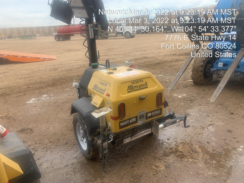 2021 Allmand NLV3GR (4) LED Light Fixture 350W, 23' Vertical Mast, 3kW Prime, Towable, Deep Sea L401, Leveling Jacks, Yanmar T4F 5.8hp